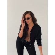 Pointelle black lounge set