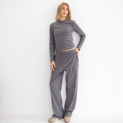 Blue velour striped co-ord
