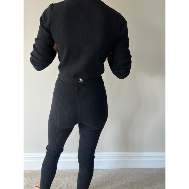 Pointelle black lounge set