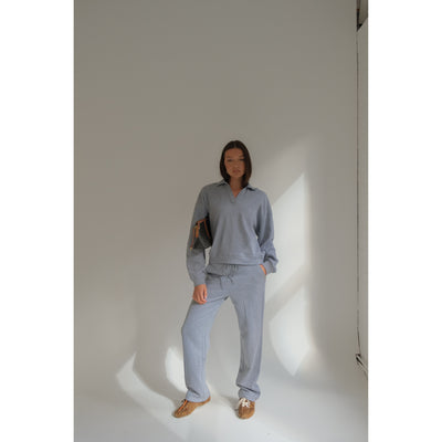 Heather grey open collar Tracksuit