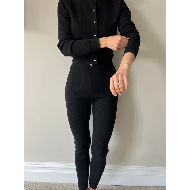 Pointelle black lounge set