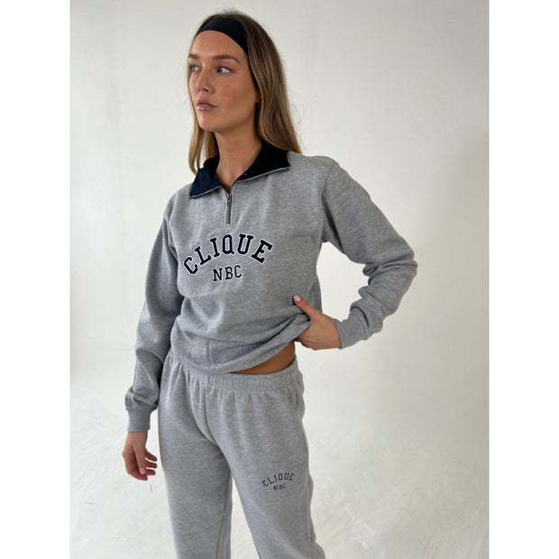 Clique grey/navy half zip