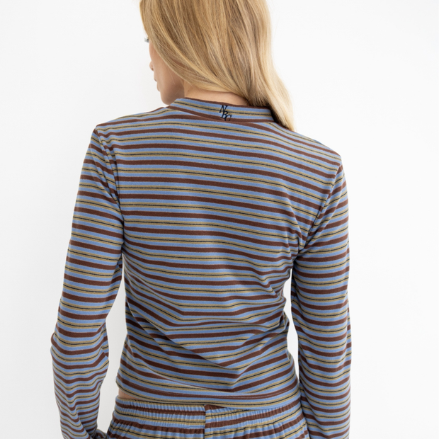 Blue velour striped co-ord