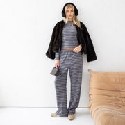 Blue velour striped co-ord