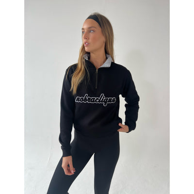 No bra clique black chenille half zip