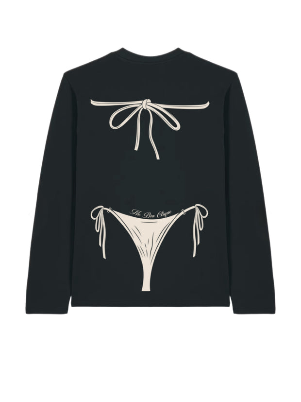 Long sleeve black/cream bikini T-shirt